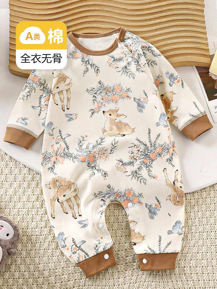 Infant Climbing Clothes All-In-One Cotton Long-Sleeved Boneless Harper Four Seasons Clothes For Boys And Girls Baby Newborn - Image 2